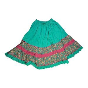 Vintage Carefree Fashions Green Squaredancing Skirt Pull-On